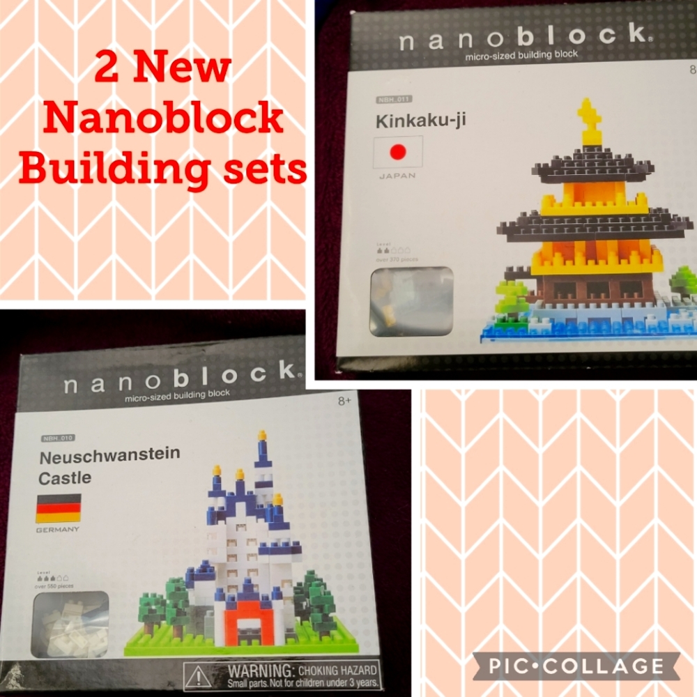 Nanoblock Kinkaku-ji and Neuschwanstein Castle - NEW Set of 2